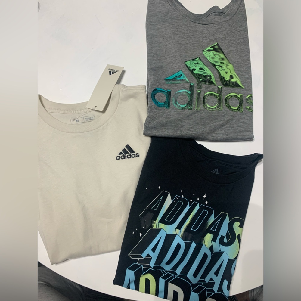 Adidas Kids' Short Sleeve Tees - Cream, Black, and Gray size medium